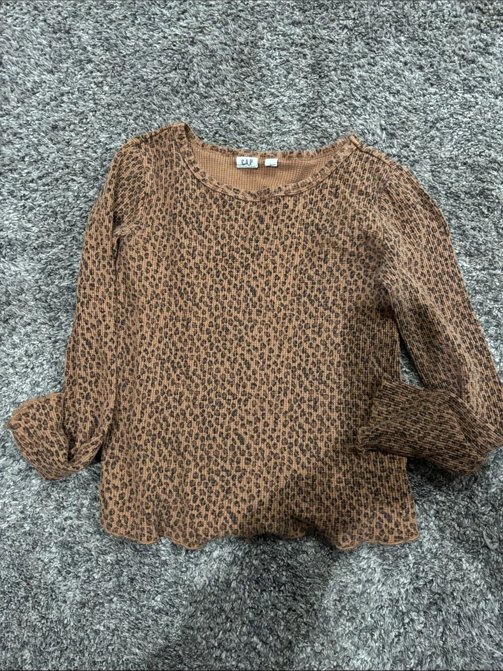GAP Brown Leopard-Print Long Sleeve Top